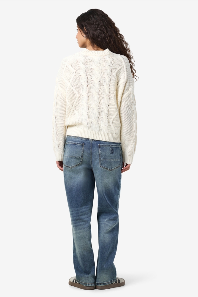 NMREBECCA L/S O-NECK CABLE KNIT 27035203 Birch/REBEL